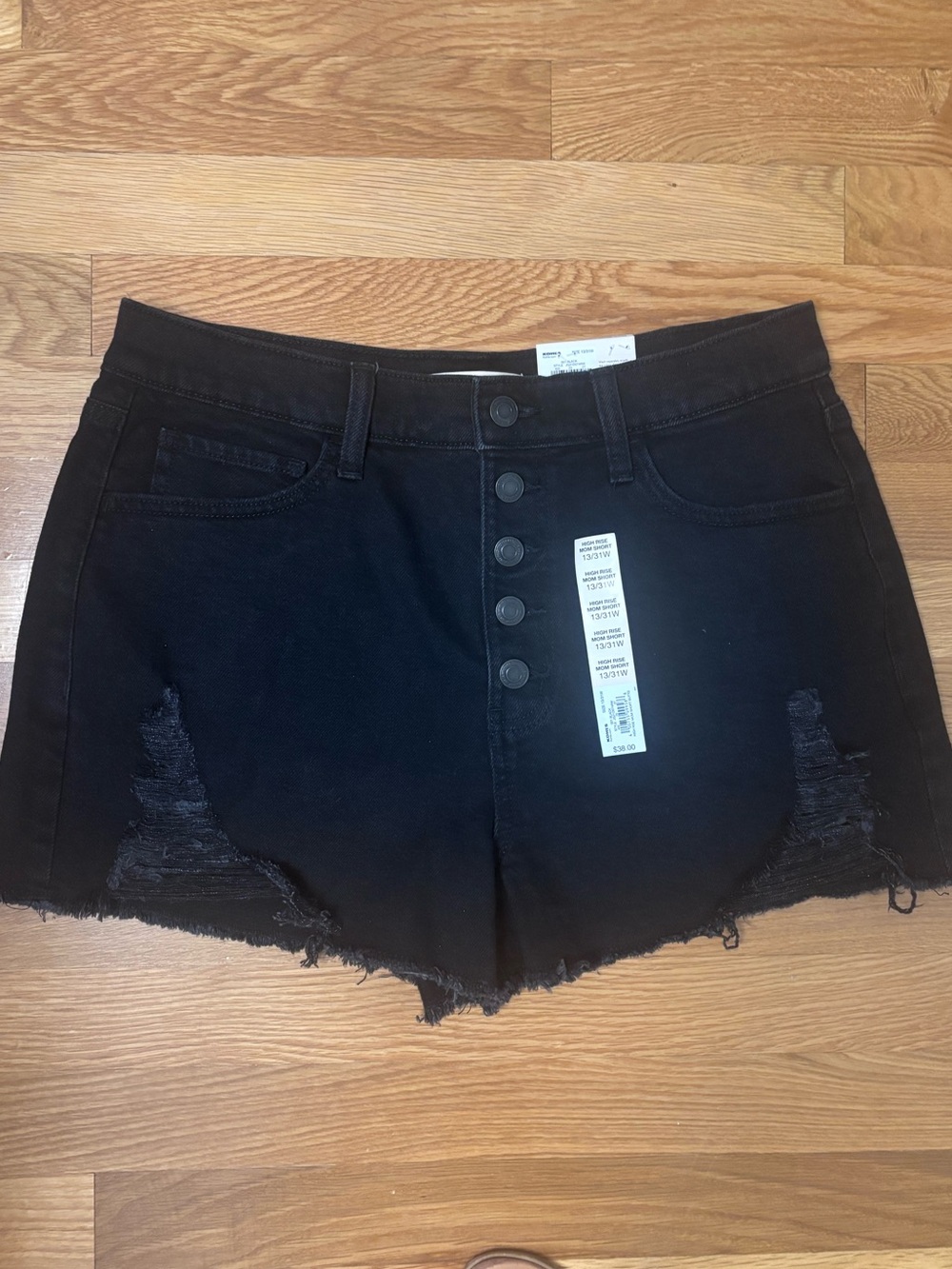 Kohl's Black High-Rise Distressed Button-Front Jean Shorts